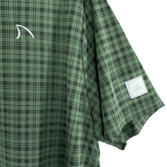 Adidas Men's Size 2XL Adicross Green Plaid Round Neck Golf Shirt Casual Active - Picture 10 of 10